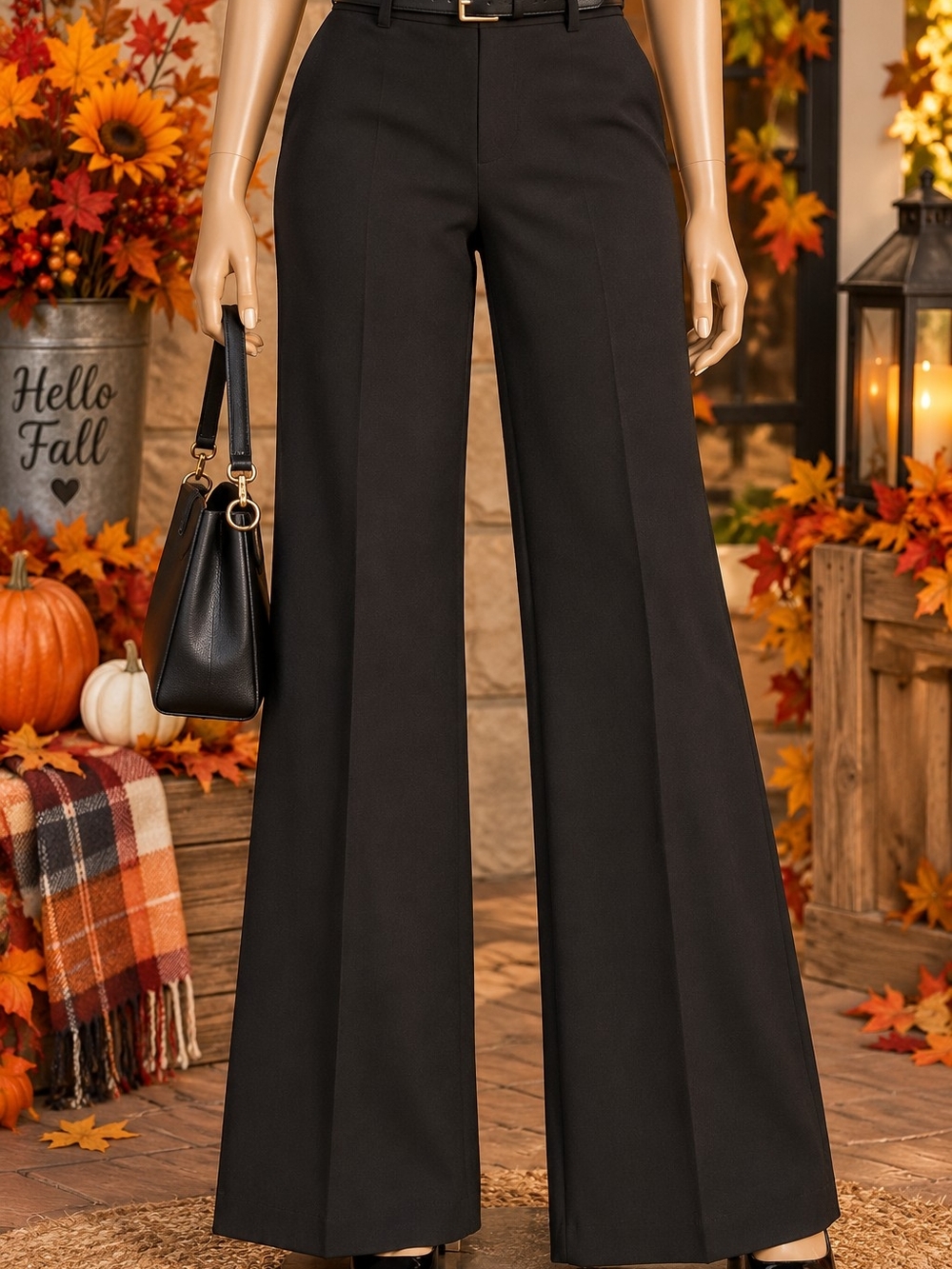 High-Waist Black Wide-Leg Trousers for Women